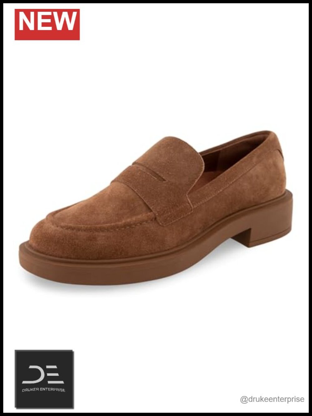 Suede Block Heel Loafer Diamond Flex Outsole OrthoLite Comfort Slip On